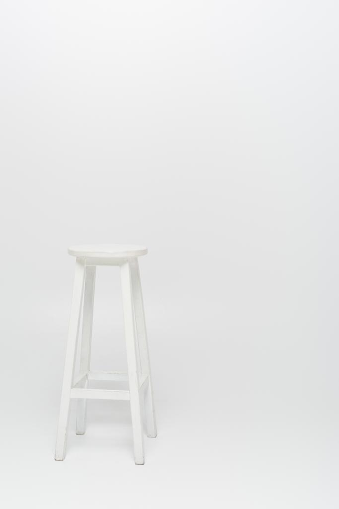 high wooden stool on white background - Photo, Image