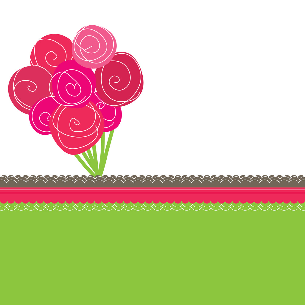 Ramo de rosas rosadas de colores. Ilustración vectorial
 - Vector, Imagen