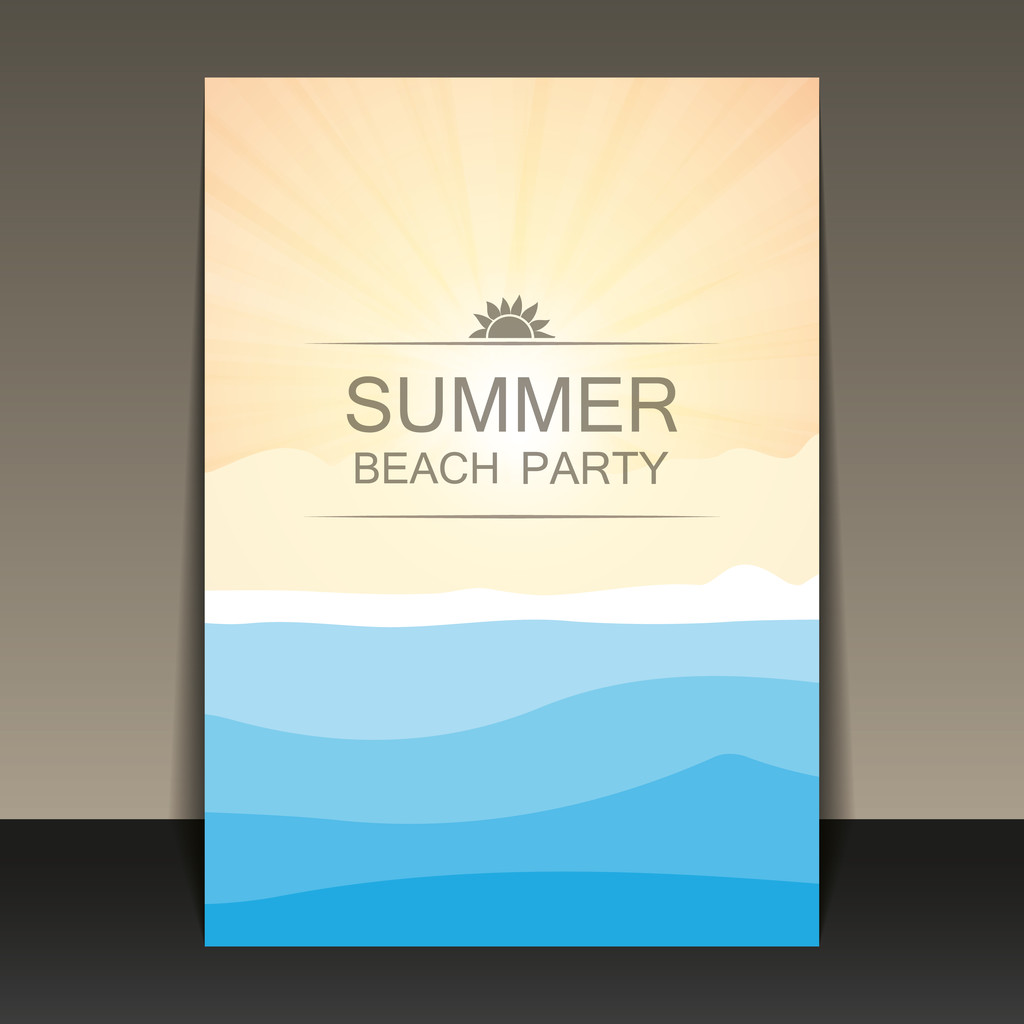 Cartão de festa de verão abstrato, capa ou modelo de folheto
 - Vetor, Imagem