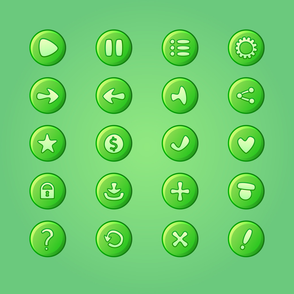 Set of mobile bright green vector elements for UI Game Design (g - Vector, Image