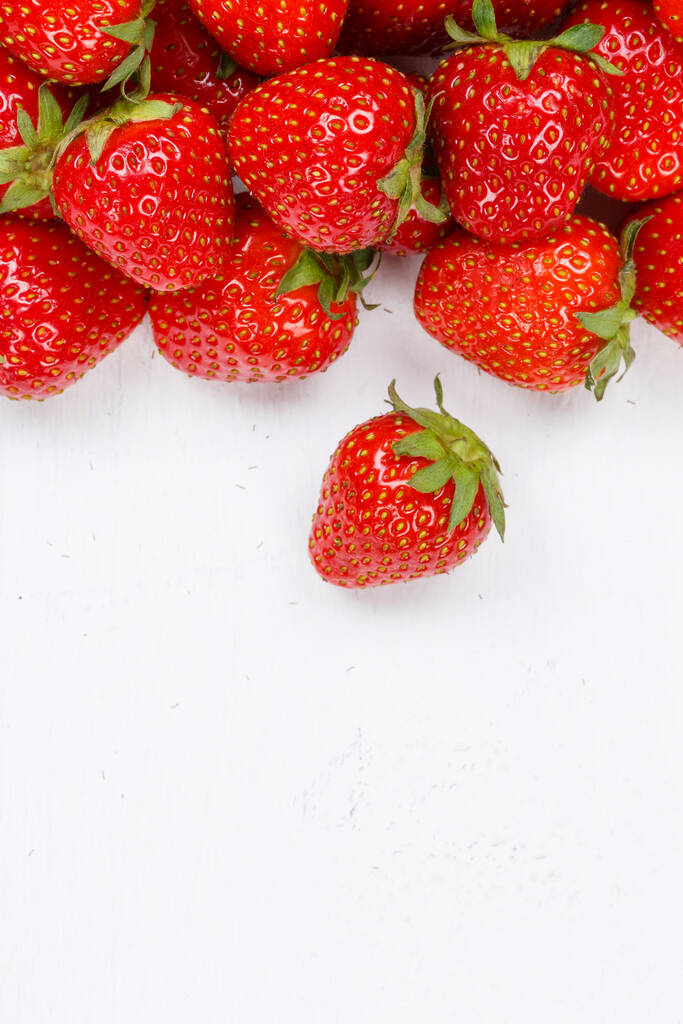 Strawberries berries fruits strawberry berry fruit copyspace copy space on a wooden board portrait format food - Photo, Image