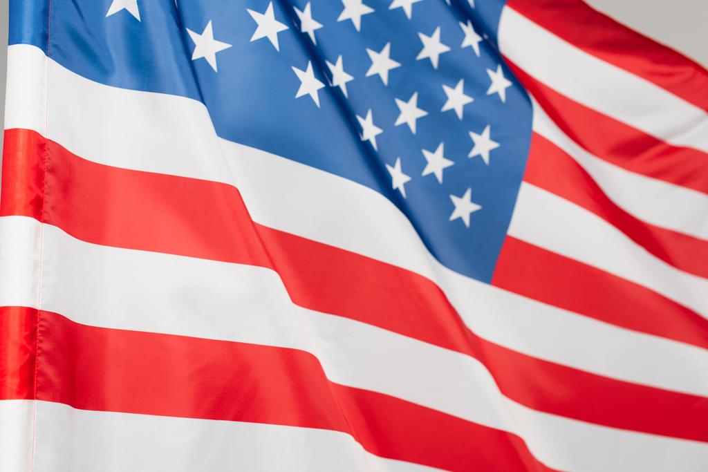 primer plano de la bandera nacional de América con estrellas y rayas - Foto, Imagen