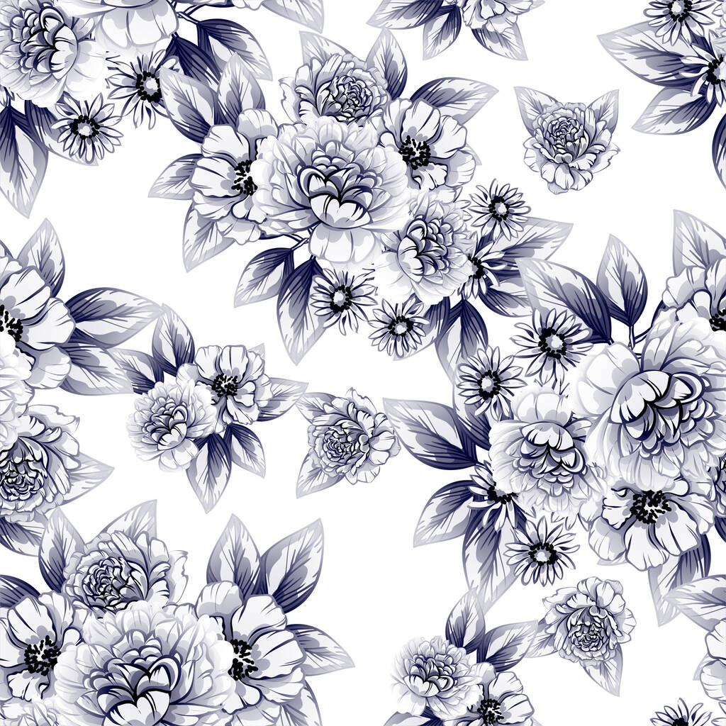 Eleganz nahtloses Muster mit floralen Elementen - Vektor, Bild