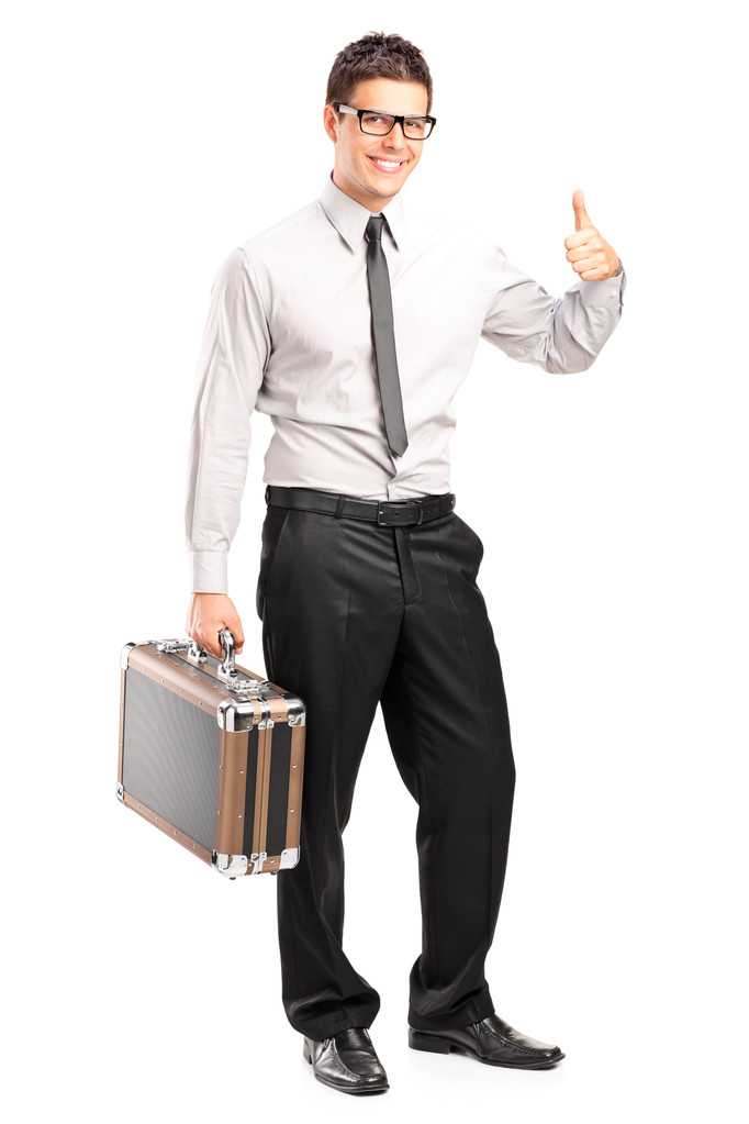 Satisfied man holding briefcase - Photo, Image