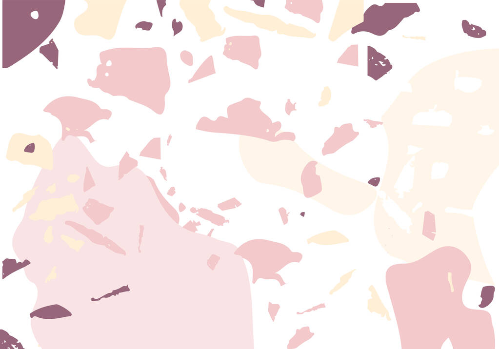 Terrazzo modern absztrakt sablon. Rózsaszín és narancssárga textúra klasszikus olasz padlóburkolat. Velencei terrazzo trendi vektor háttér készült kövek, gránit, kvarc, márvány, beton.  - Vektor, kép