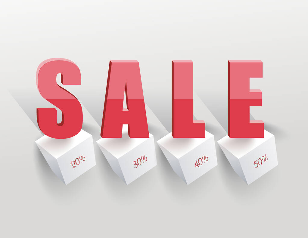 3D pink sale sign, vector illustration. - Vector, Image