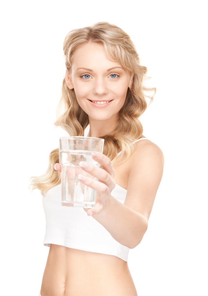 Beautiful woman with glass of water - Photo, Image