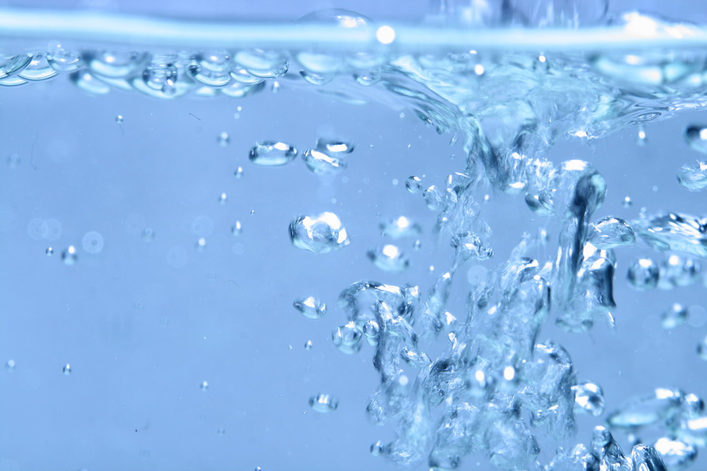 blauwe water bubbels macro close-up - Foto, afbeelding