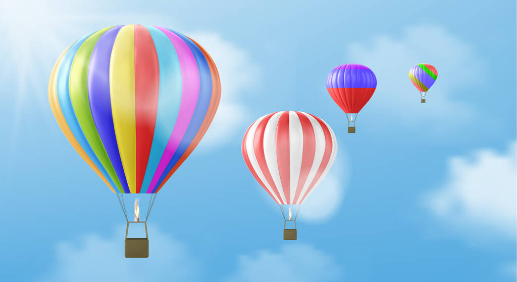 Realistyczna makieta balonowa z gorącym powietrzem.Ilustracja wektora - Wektor, obraz