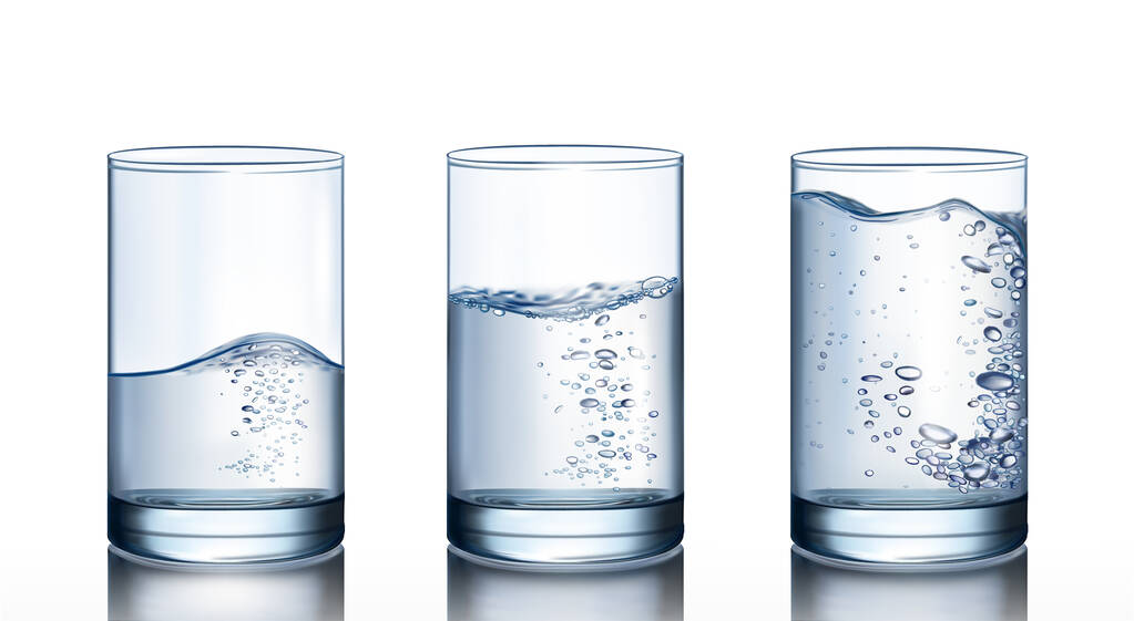 Σετ από ποτήρια με νερό σε λευκό φόντο. εικονογράφηση διανύσματος - Διάνυσμα, εικόνα