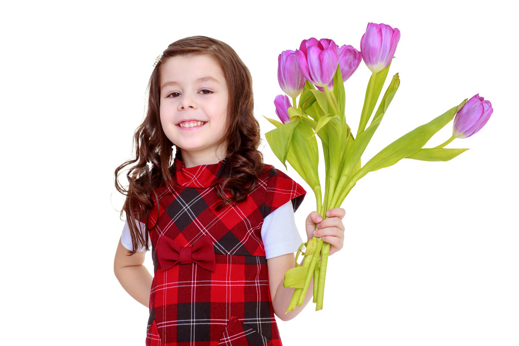giovane ragazza con un mazzo di fiori
 - Foto, immagini