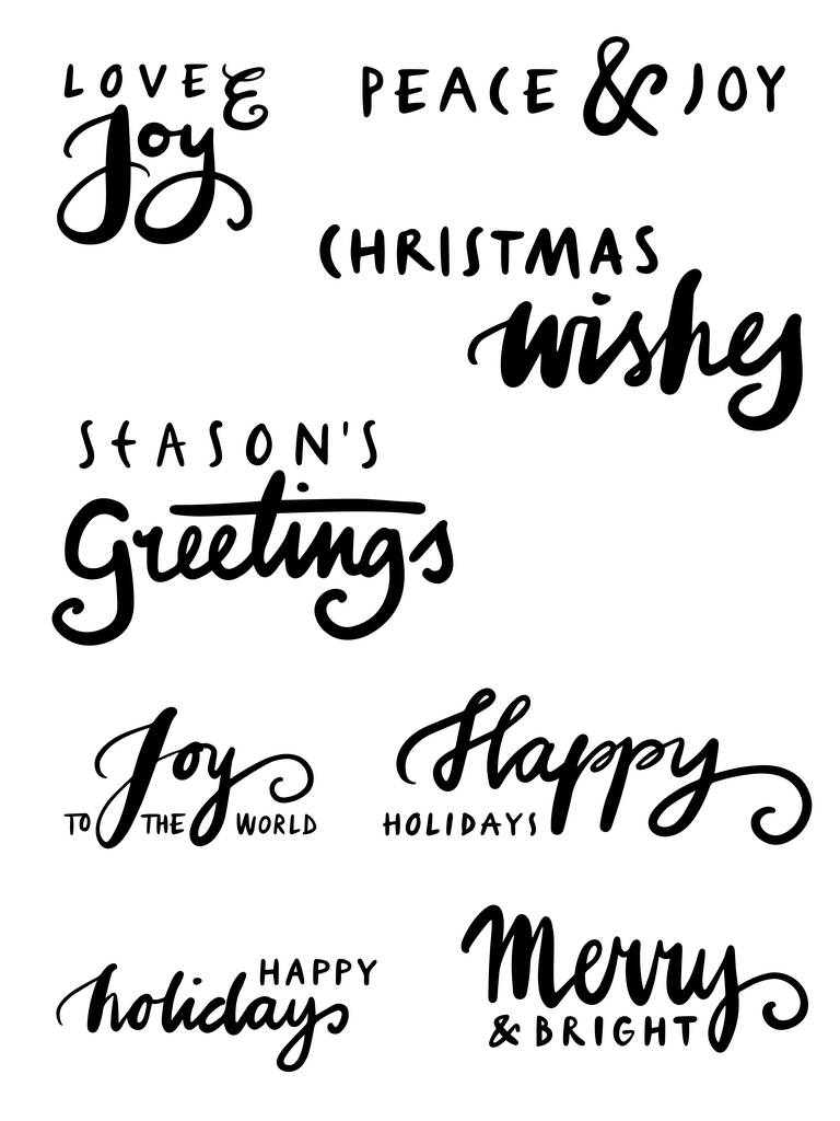 Vánoční přání prázdninové přání text uprostřed, izolované černé na bílém vektoru uvozovky ilustrační set - Vektor, obrázek