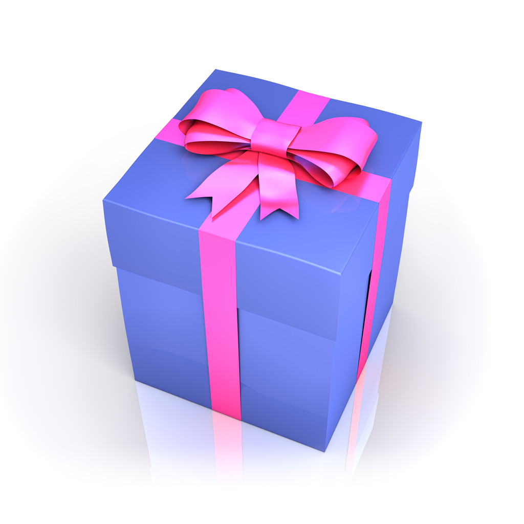Blue gift box with ribbon - Photo, Image
