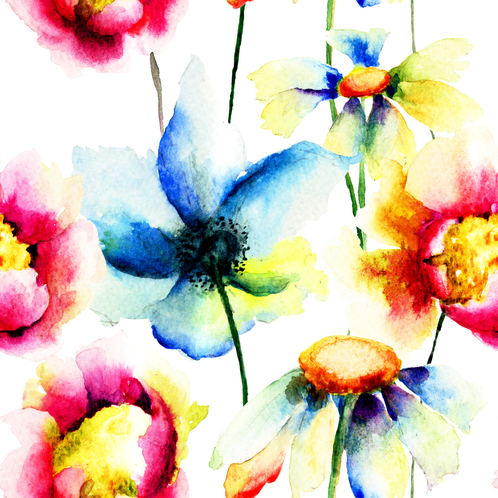 bloemen naadloos patroon - Foto, afbeelding