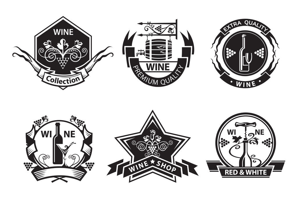 Set de etiquetas de vino
 - Vector, Imagen