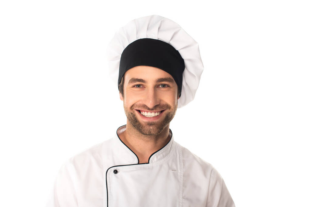 Cheerful chef olhando para a câmera isolada no branco  - Foto, Imagem