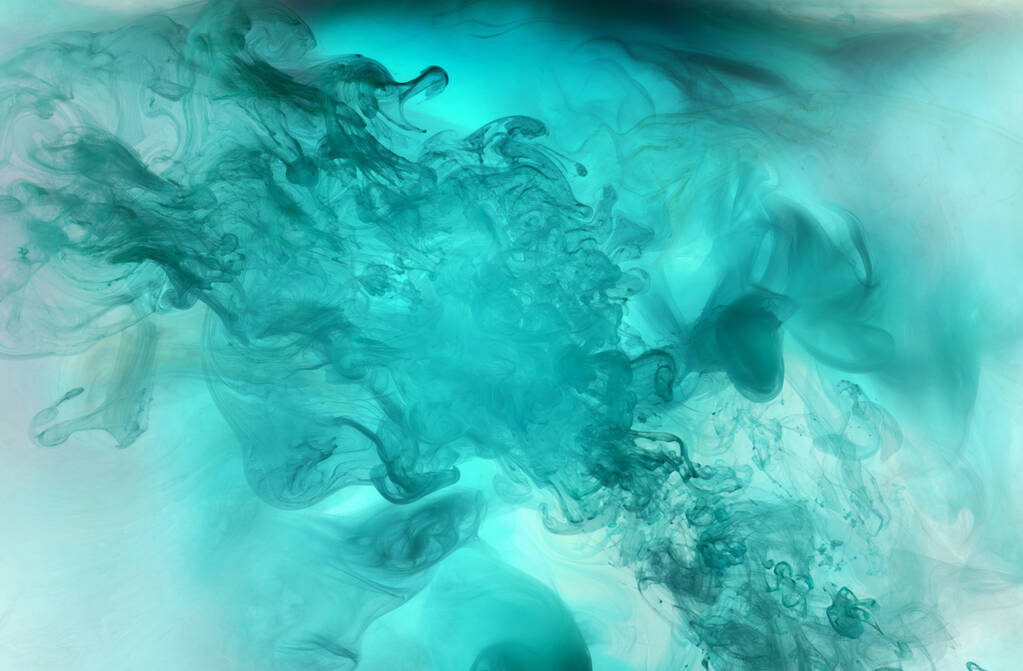 Oceano astratto blu-verde, dipingere sullo sfondo dell'acqua. turbinio di spruzzi e onde in movimento. Carta da parati arte fluida, liquidi colori vivaci - Foto, immagini