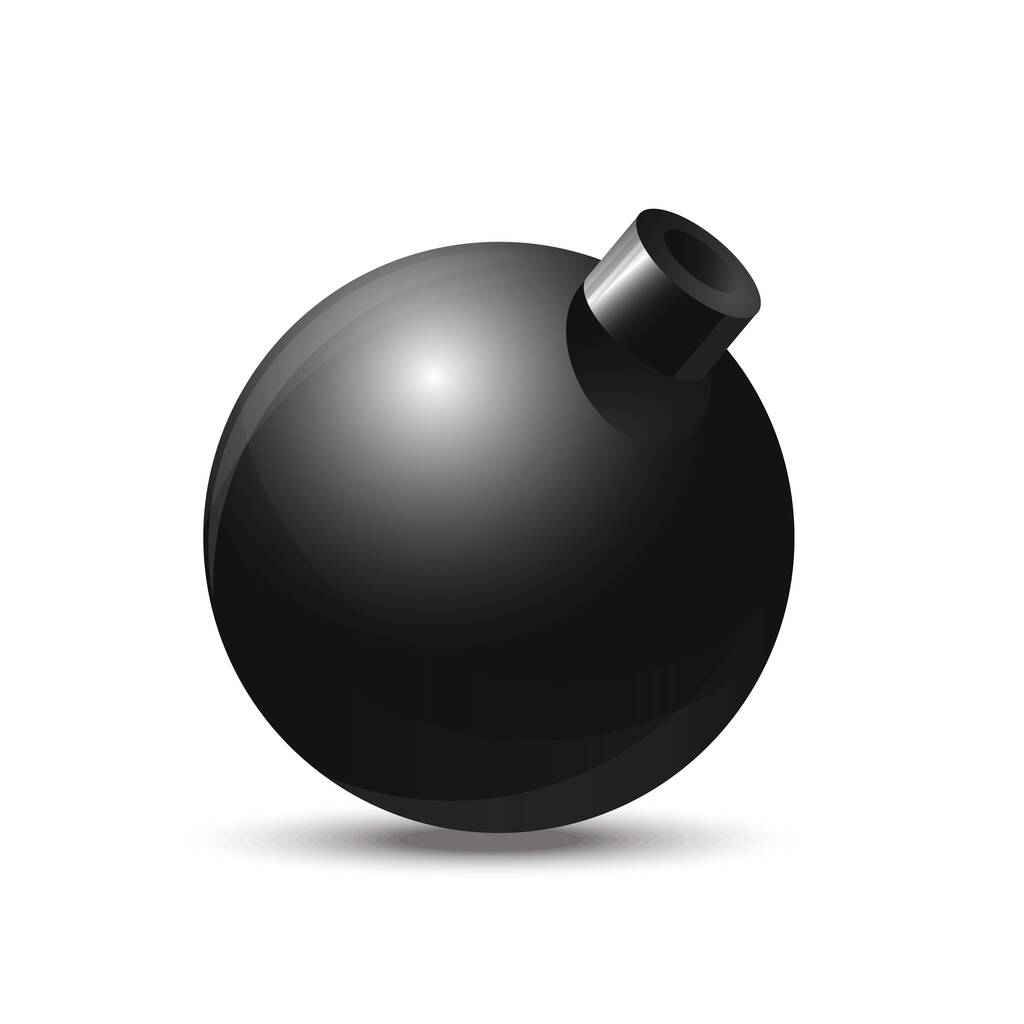 Ρεαλιστική διανυσματική μαύρη βόμβα σε λευκό φόντο - Διάνυσμα, εικόνα
