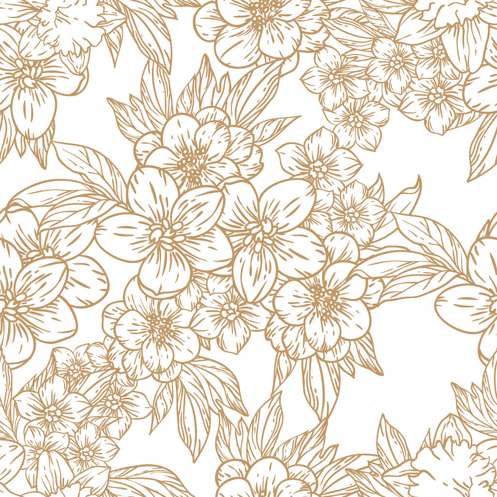 Patrón sin costuras con hermosos elementos florales
 - Vector, Imagen