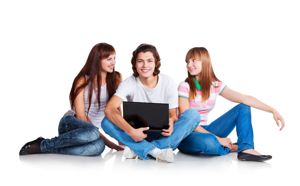 studenten en laptop - Foto, afbeelding
