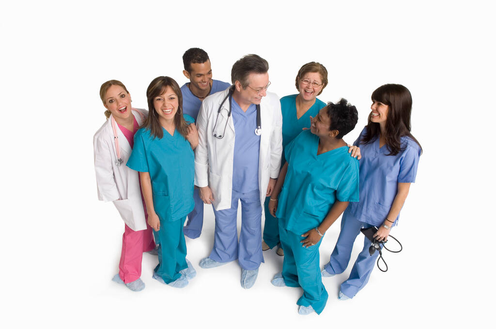 group of doctors and nurses on white background - Photo, Image