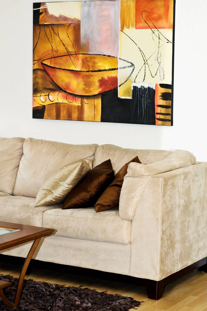 sala de estar moderna interior com sofá e travesseiros - Foto, Imagem