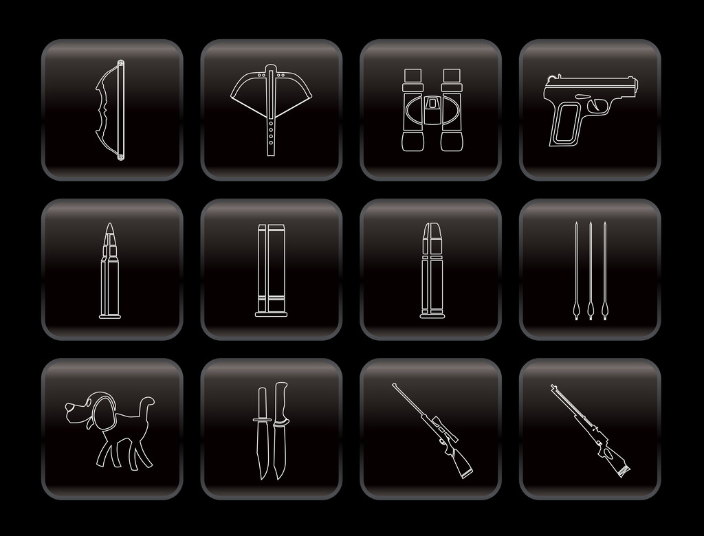 Caza y armas Iconos
 - Vector, imagen