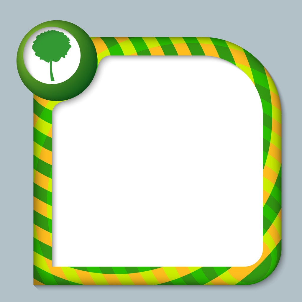 striped frame for entering text with tree symbol - Vector, Image