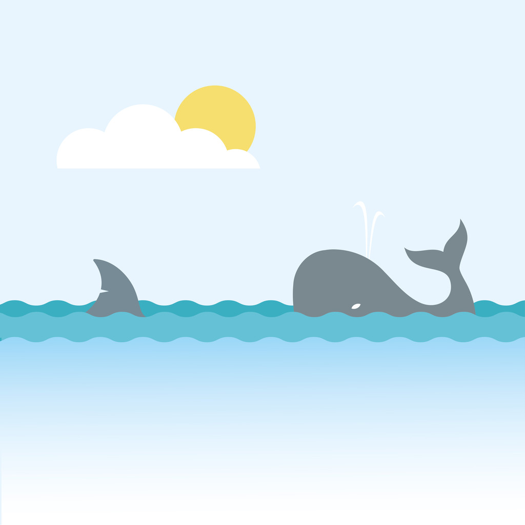 haaien en walvis - Vector, afbeelding