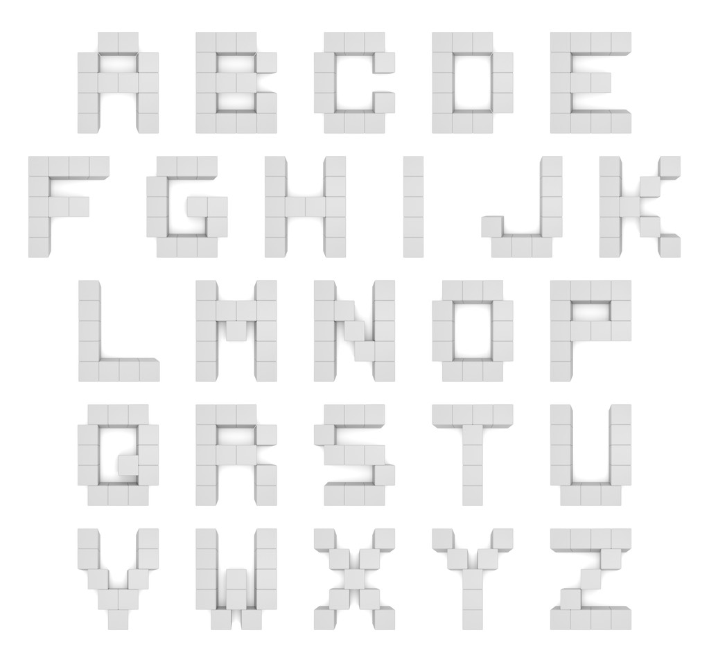 alfabeto 3d cúbico blanco
 - Foto, Imagen