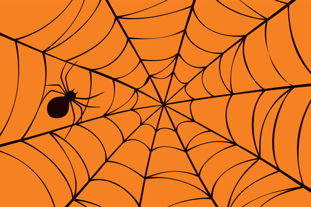 Halloween achtergrond met spin en spinnenweb. - Vector, afbeelding