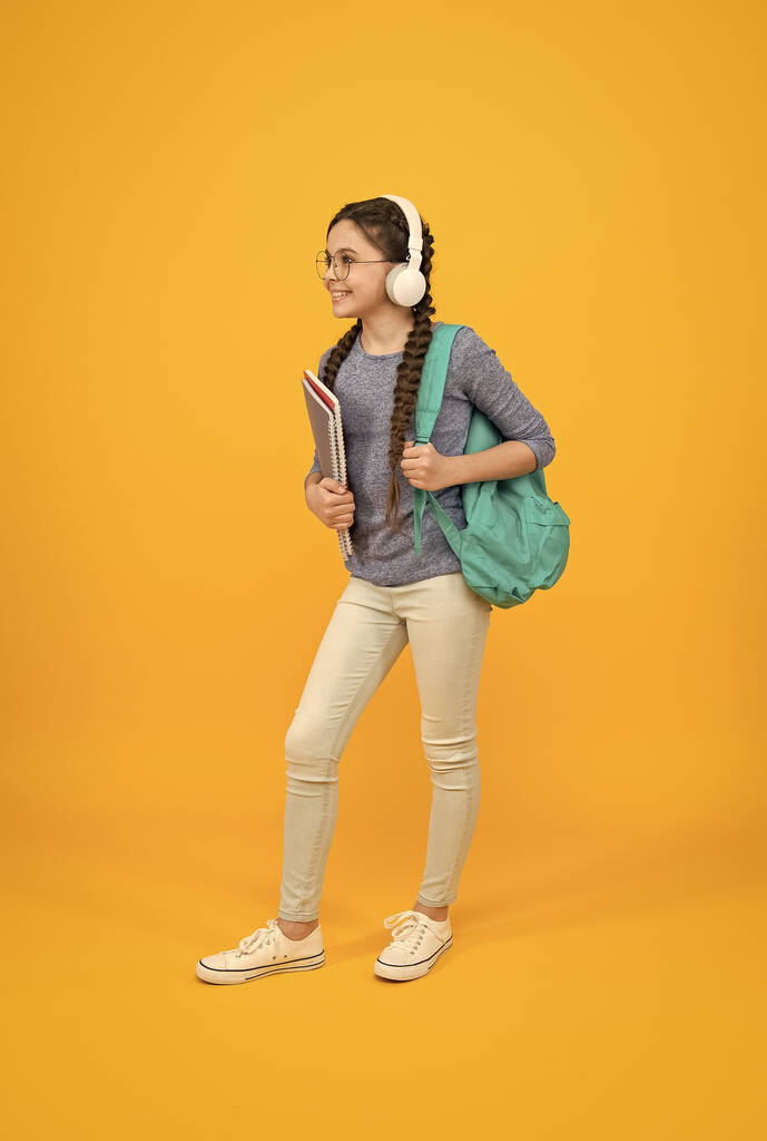 Knowledge day. Influence concept. Improve accessibility of education. Feel impact. Regular school day. Stylish schoolgirl. Girl carry backpack. Schoolgirl daily life. Inspired motivated schoolgirl - Photo, Image