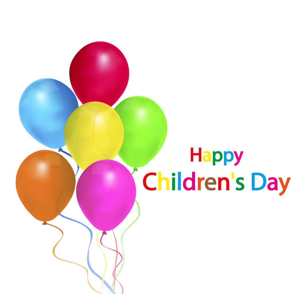 Palloncini con Giornata Internazionale dei Bambini, illustrazione arte vettoriale. - Vettoriali, immagini