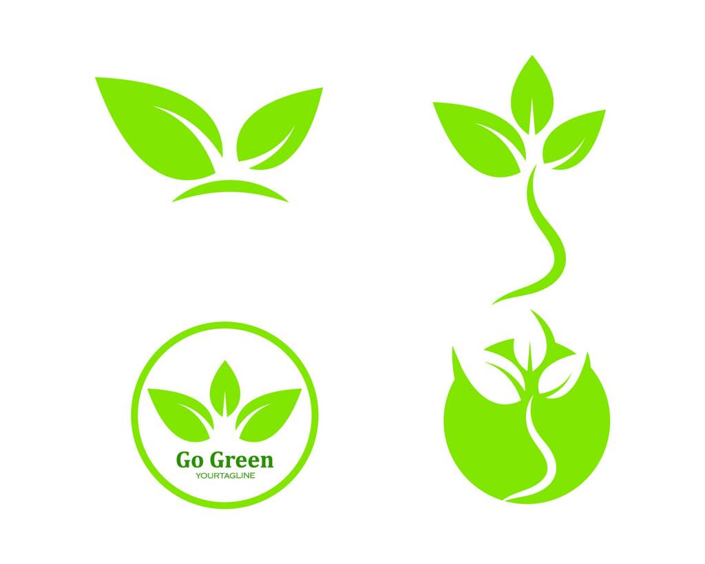 緑の葉の生態系の自然要素ベクトルのアイコン - ベクター画像