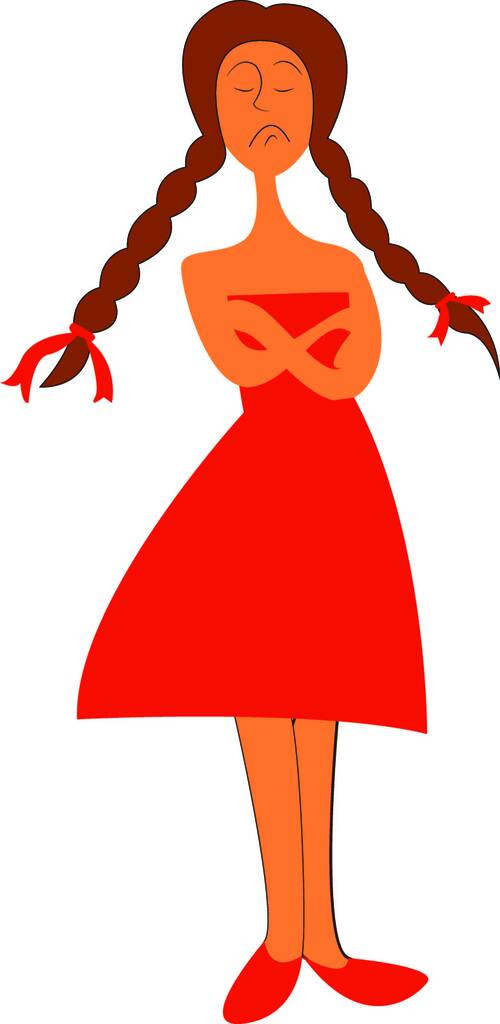 Девушка в оранжевом платье с оранжевой обувью, вектором, цветным рисунком или иллюстрацией
. - Вектор,изображение