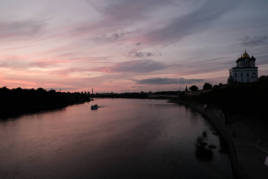 Russia, Pskov, Velikaya River, summer evening - Photo, Image