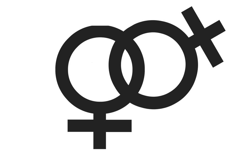 Twee zwarte vrouwelijke symbolen geïsoleerd op een witte achtergrond - relaties van hetzelfde geslacht - Foto, afbeelding
