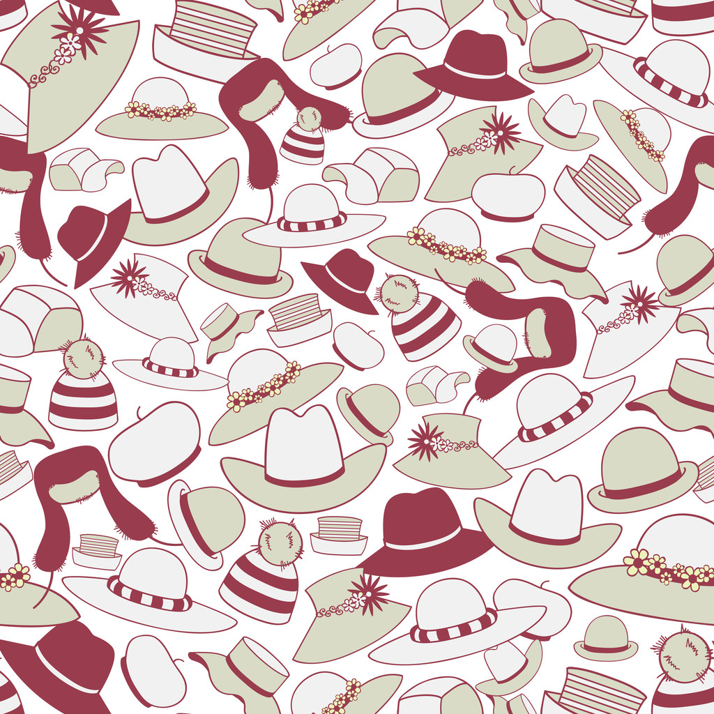 Vector pattern with hats for use in design - Vector, Image