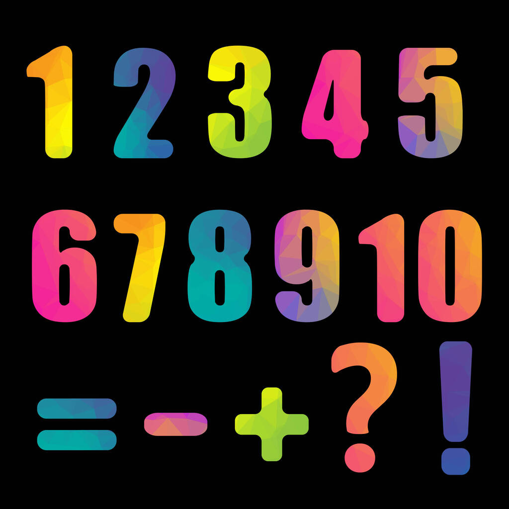 Яркие числа с чёрным фоном - Вектор,изображение