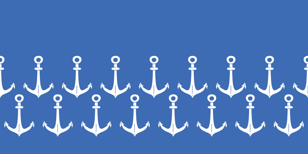 ankers blauwe en witte horizontale rand naadloze patroon achtergrond - Vector, afbeelding