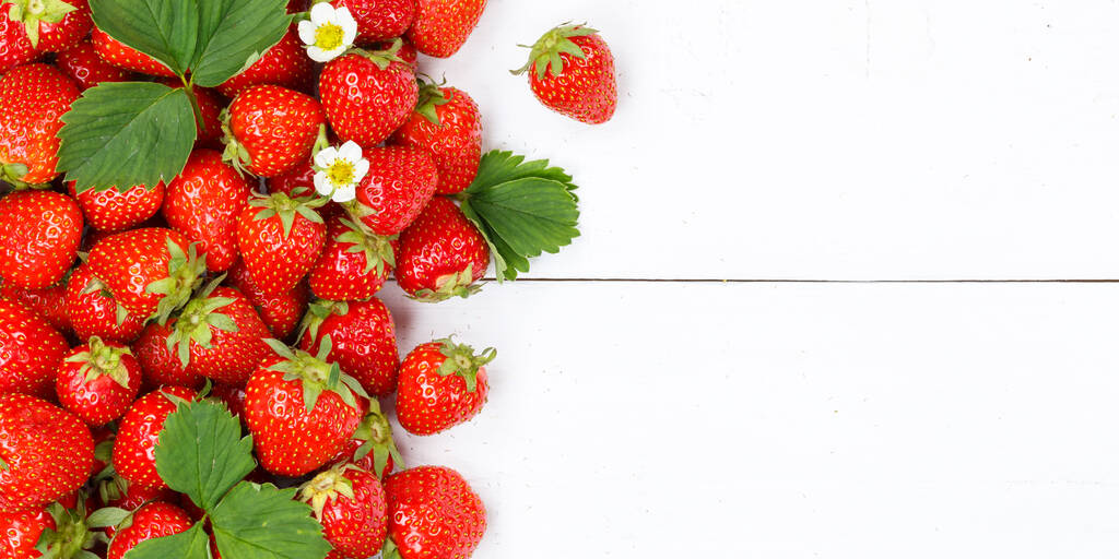 Клубника ягоды фрукты клубника фрукты с копирайтом пространство для копирования на деревянной доске панорама летом - Фото, изображение