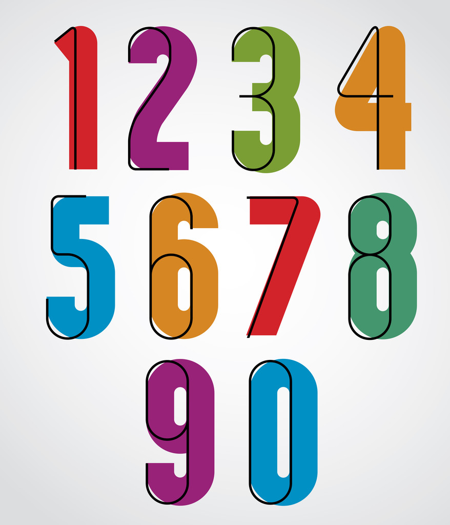 Retro numbers, bold condensed numerals set. - Vector, Image