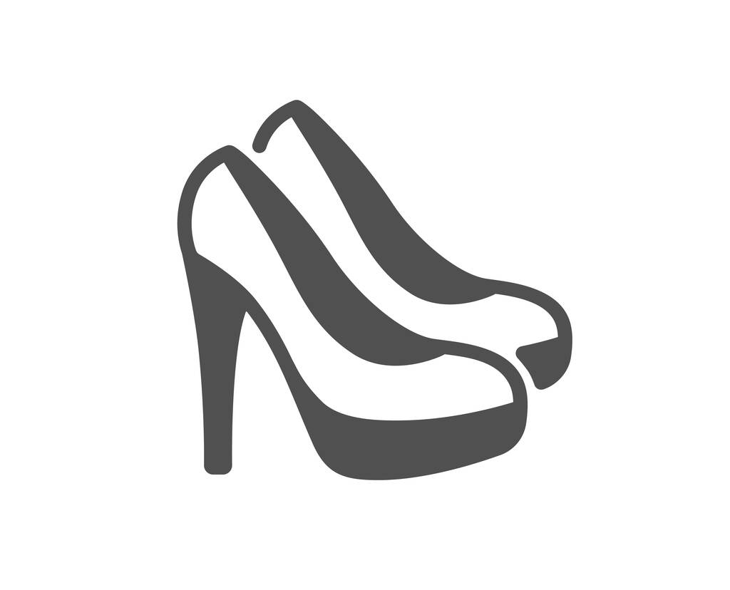 Ikona damskich butów. Kobiecy znak obuwia. Symbol wysokich obcasów. Klasyczny płaski styl. Element wzornictwa jakości. Prosta ikona butów. Wektor - Wektor, obraz