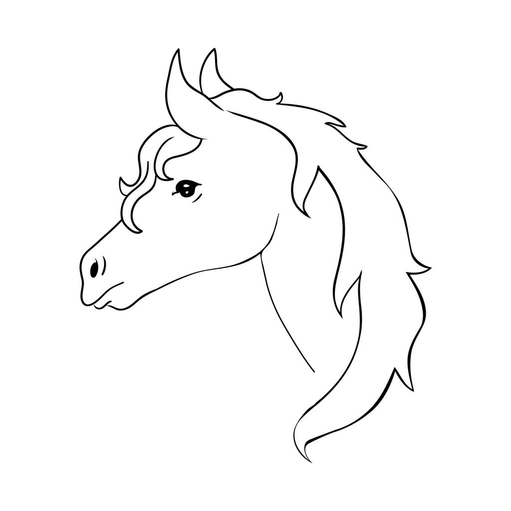 Skizzieren Sie realistische Vektorillustration eines Pferdeporträts, Pferdeporträt auf weißem Hintergrund. Vektorillustration - Vektor, Bild