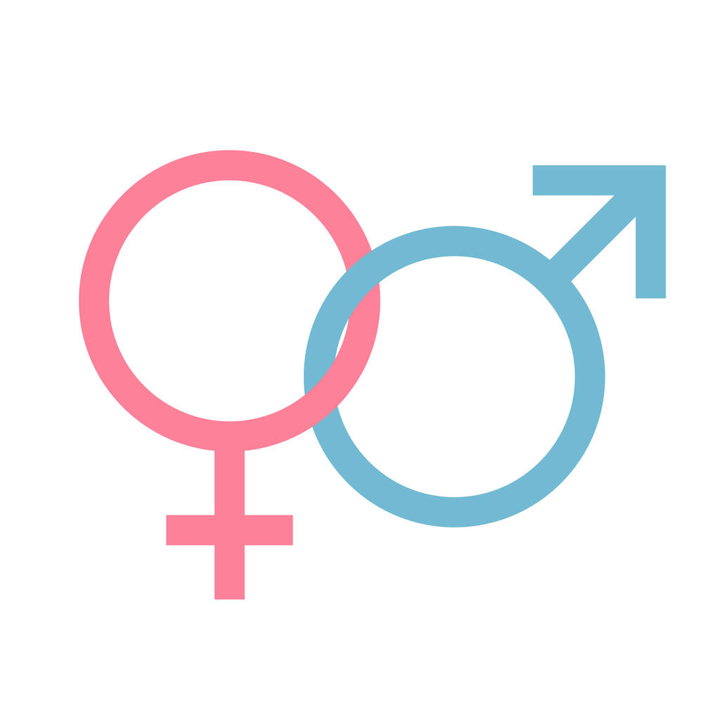 αρσενικά και θηλυκά σημάδια ροζ venus μπλε Mars διάνυσμα εικονίδιο σε λευκό φόντο αγάπη σεξουαλική σχέση - Διάνυσμα, εικόνα