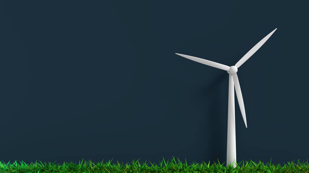 Zelená louka s větrnou turbínou vyrábějící elektřinu - Fotografie, Obrázek