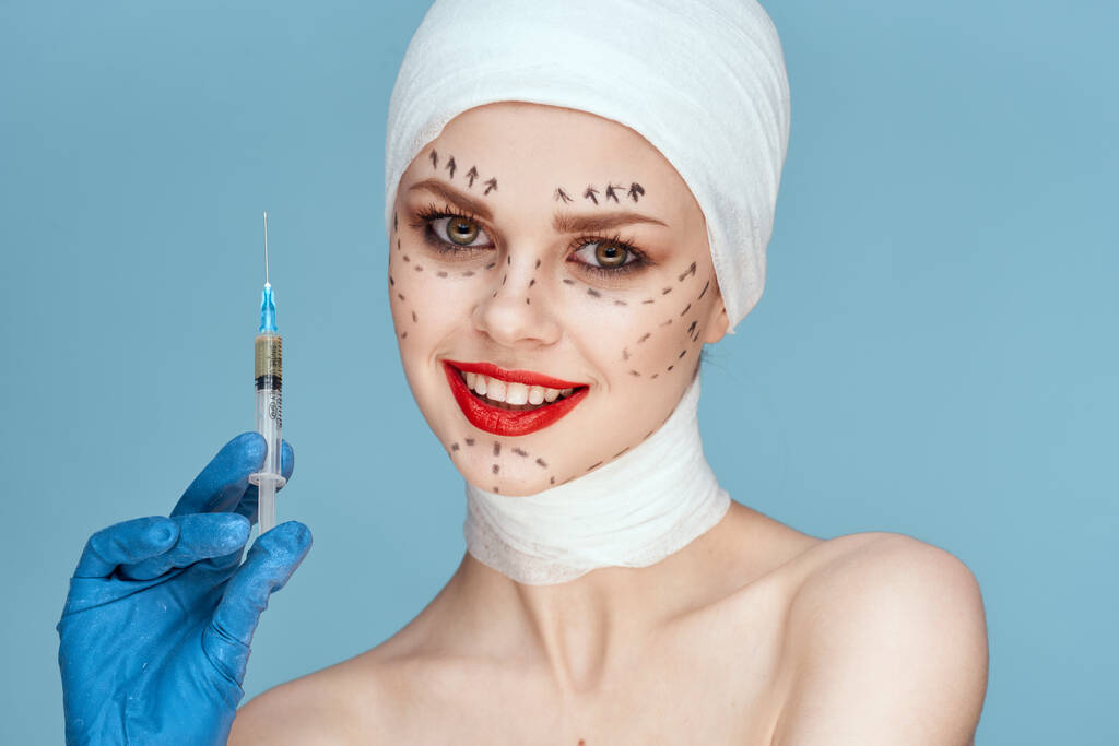 una persona estética cirugía facial clínica cuidado corporal aislado fondo - Foto, Imagen