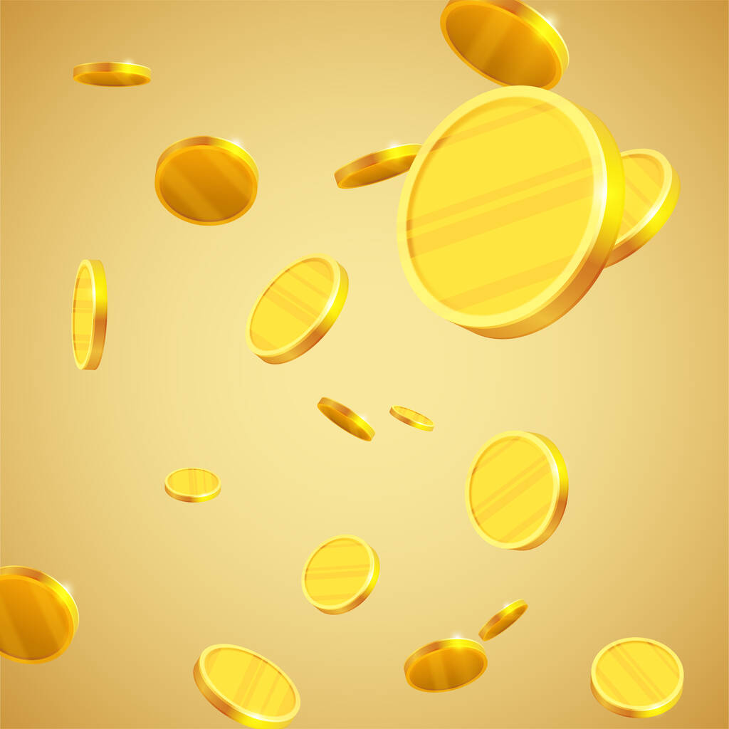 Moedas de ouro caindo, ilustração realista. Conceito gráfico para o seu design - Vetor, Imagem