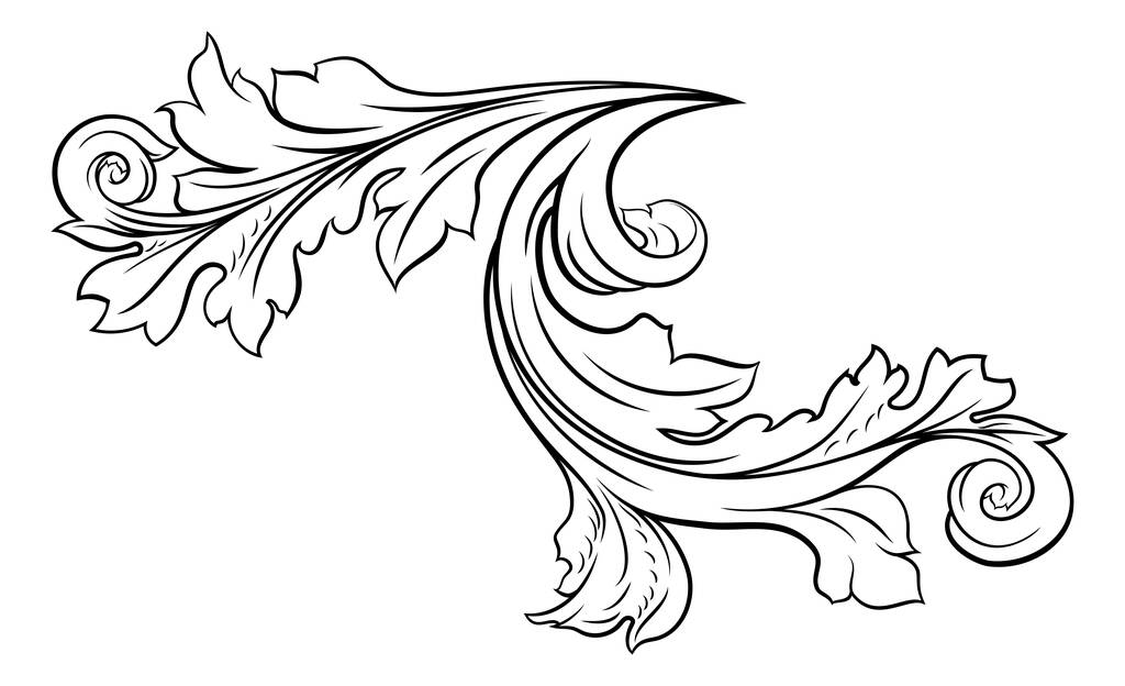 Padrão de filigrana floral Scroll Design - Vetor, Imagem