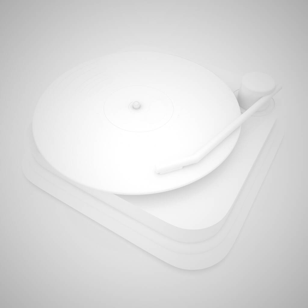 Giradiscos blancos sobre blanco, representación 3d, imagen cuadrada - Foto, Imagen